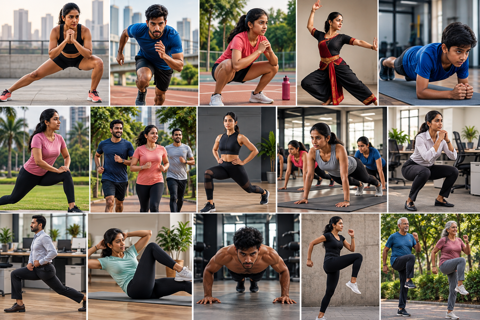 People moving with strength, mobility and control